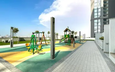a playground on a building with a playground at Luxury 1BR Featuring Guest - Study Room-SOBHA Waves in Dubai