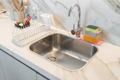 a kitchen sink with a keyboard next to it at Luxury Studio at Marina Star - Near JBR - Marina in Dubai