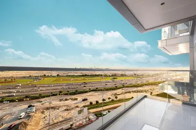 an overhead view of a parking lot from a building at 2 bedroom in heart of Business Bay - Dubai in Dubai