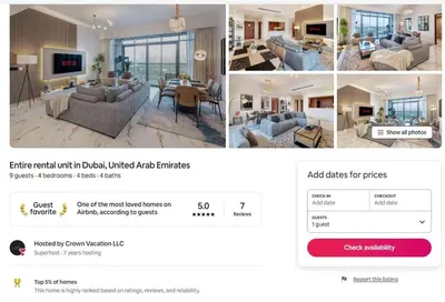 a collage of four pictures of a living room at Rare 4BR Vida Golf & Pool View in Dubai