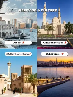 a collage of pictures of different cities at The Sky in Dubai