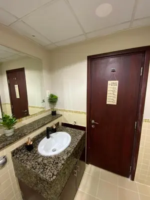 a bathroom with a sink and a large mirror at palm tree Jbr in Dubai