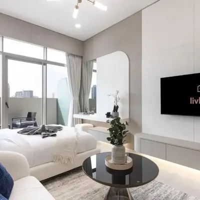 Elegant Designer Studio with Balcony & Rooftop Pool in JVC
