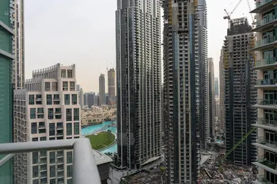 a view of a city skyline with tall buildings at Werova - Luxury 2BR Apartment w Breathtaking View in Dubai