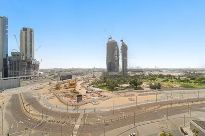 a view of a city with tall buildings at Silkhaus Elite 3BR near Dubai Watercanal in Al Wasl in Dubai