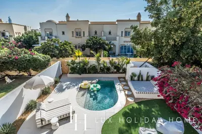 an aerial view of a villa with a swimming pool at LUX The Serene Springs Villa 3 in Dubai