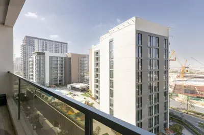 a view from the balcony of a building at Luxury 1 Bedroom Sway Residences Dubai Hills in Dubai