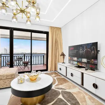 Enchanted 1BR Royal Amwaj Burj View & Private Beach