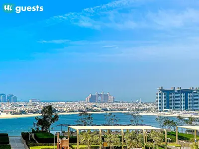 a view of a city and a body of water at HiGuests - Beautiful Sea Facing 1BR at Emaar Beachfront in Dubai