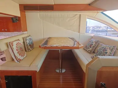 a small table in the back of a boat at Luxury yacht Stay Dubai in Dubai