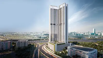 a rendering of a tall building in a city at 25 Studio Skyz By Danube, Arjan in Dubai