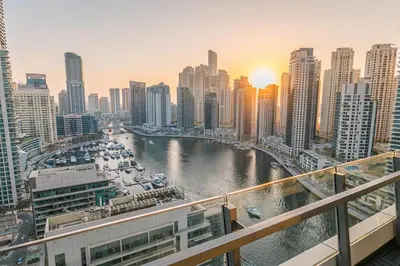 a view of a river in a city with buildings at LMY Wharf 2 Marina View Suites - Dubai JBR Marina in Dubai
