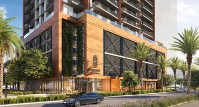 a car parked in front of a building at Hadley Heights! Pool & Gym Access! 2 Double Bed, Balcony with a Great View! in Dubai