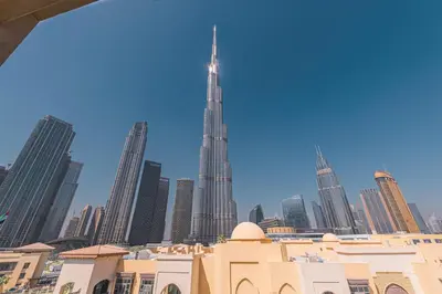 a view of the burj khalifa from the city at Escape24 Brand New Designer 2Bedroom with fully Burj Khalifa Views in Dubai