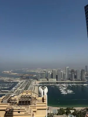 an aerial view of a city with a harbor at Palm Sea View - Dubai Marina- 2 Bedrooms in Dubai