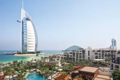 a view of the burj al arab hotel and the ocean at Jumeirah Al Naseem Dubai in Dubai