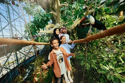 a group of people standing on a walkway in a zoo at La Ville Hotel & Suites CITY WALK Dubai, Autograph Collection in Dubai