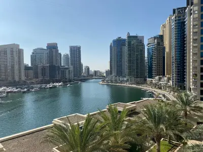a view of a river in a city with buildings at My-Places Dubai Apartment suitable for large groups Al Sahab 1 in Dubai