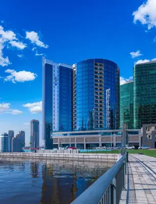 a view of a city skyline with tall buildings at Radisson Blu Hotel, Dubai Waterfront in Dubai