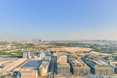an aerial view of a city with tall buildings at Nassima Tower Hotel Apartments in Dubai