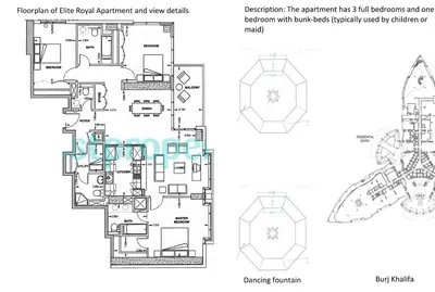 a floor plan and elevation of a house at Elite Royal Apartment - Full Burj Khalifa & Fountain View - Crystal in Dubai