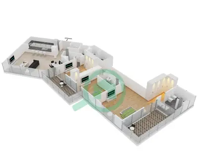 a rendering of a floor plan of a house at Stunning 5* 4BR-Oceanfront-Apartment in Dubai