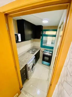 a small kitchen with a sink and a stove at Classy Studios for Ladies in Dubai, Marina فتيات فقط in Dubai