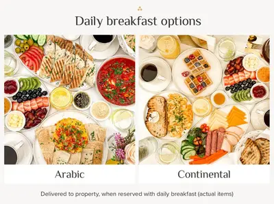 a collage of three pictures of different types of food at Elite Royal Apartment - Full Burj Khalifa & Fountain View - Royal in Dubai