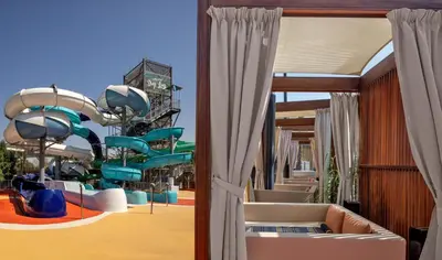 a view of a water park with a slide at Grand Hyatt Dubai Resort & Waterpark in Dubai