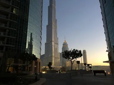 a view of a city with tall buildings at AUBERGE Luxury 2BR Full Burj Khalifa and Fountain View in Dubai