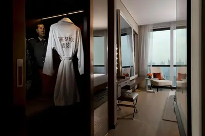 a dress on a mannequin in a hotel room at Paramount Hotel Dubai in Dubai