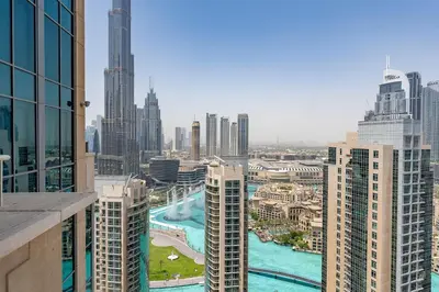 a view of a city with tall buildings at Bella Vista - 29 Boulevard Downtown Burj Khalifa in Dubai