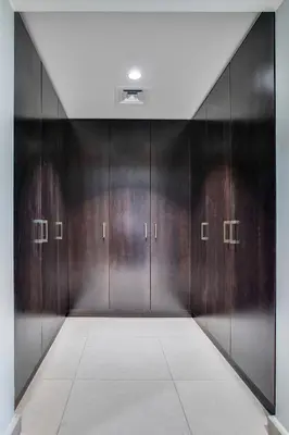 a row of lockers in a building with a ceiling at Luxury Apartments at Balqis Residence in Dubai