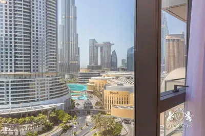a view from a window of a city with tall buildings at Westminster Boulevard Point in Dubai