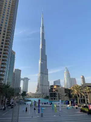 a view of a city with a tall building at BELLEVUE Downtown Dubai in Dubai