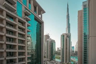 a view of a city with tall buildings at Elite Royal Apartment - Onyx in Dubai