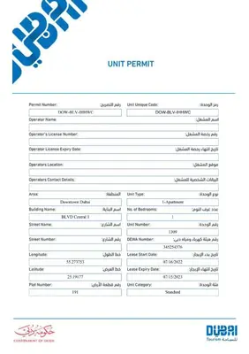 a document with the name of a limit permit at Elite Royal Apartment - Onyx in Dubai