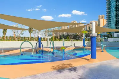a swimming pool with a water park at Address Beach Resort in Dubai