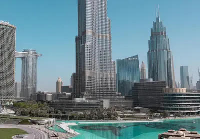 a view of a city with tall buildings at Elite Royal Apartment - Full Burj Khalifa & Fountain View - Brilliant - 2 bedrooms & 1 open bedroom without partition in Dubai