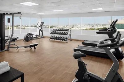 a gym with treadmills and exercise equipment in a building at Holiday Inn Express Dubai Safa Park by IHG in Dubai