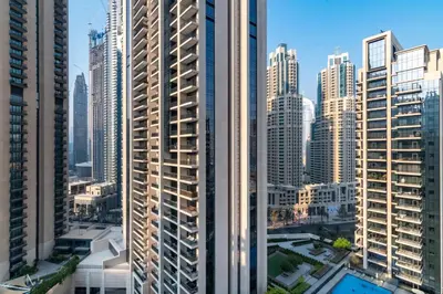 a view of a city with tall buildings at The Smart Concierge - 8 BLVD Walk in Dubai