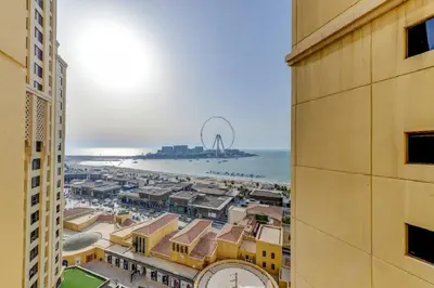 a view of the beach from a building at VIP Castles JBR Rimal 3 Suite 1 Bedroom in Dubai