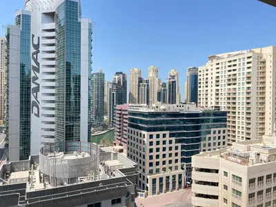 a view of a city skyline with tall buildings at Private gorgeous Room with Marina view with Shared Kitchen in Shared Apartment in Dubai