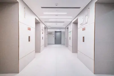 a hallway of a hospital with a long corridor at Frank Porter - MAG 318 in Dubai