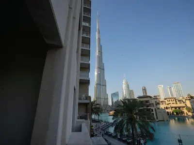 a view of the burj khalifa from a building at Holidays R Us villa 3 bedroom premium location in Dubai