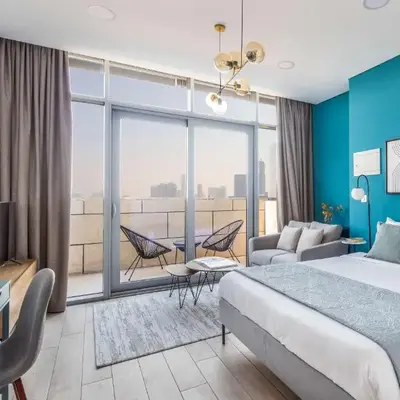 Silkhaus elegant studio with Burj Khalifa view and balcony