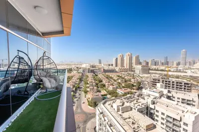 a view of a city from a building at Great Gatsby's Home in Dubai