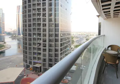 a view from the balcony of a tall building at RH- Cozy Studio, Al Waleed , Cluster R, JLT in Dubai