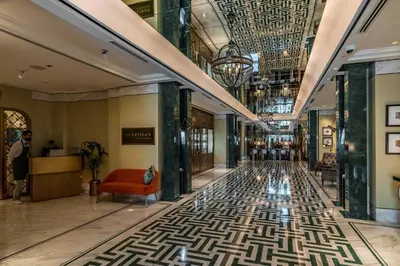 a shopping mall with a lobby with a carpeted floor at Silkhaus stunning studio in central DIFC with balcony in Dubai