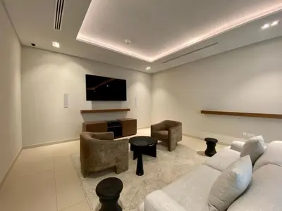 a living room with a couch and chairs and a tv at Keysplease Fascinating SeaViews! 2 B/R Luxury Apt 52/42, Marina in Dubai
